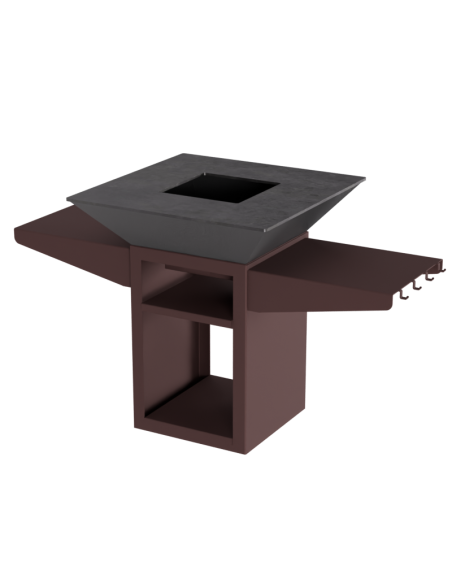 Braséro carré 800×800 – Couleur OXYD   TISON, PELLE ET GRILLE (fin de série)